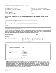 Water Quality Certification Program Application Form - Rhode Island, Page 2