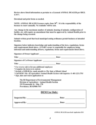Application for Animal Dealer License - Rhode Island, Page 4