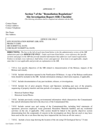 Site Investigation Report (Sir) Checklist - Rhode Island