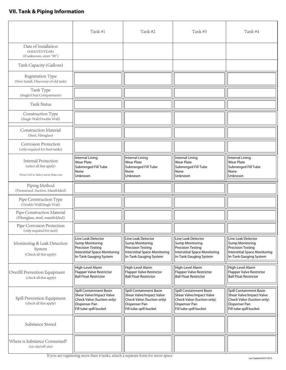 Underground Storage Tank Registration Form - Rhode Island, Page 4