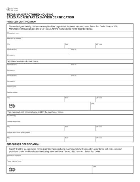 Form 18-301  Printable Pdf