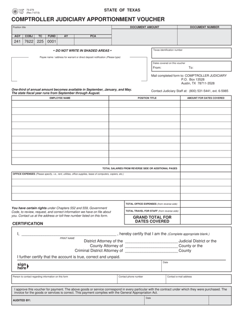 Form 73-279  Printable Pdf