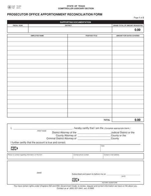 Form 73-333  Printable Pdf