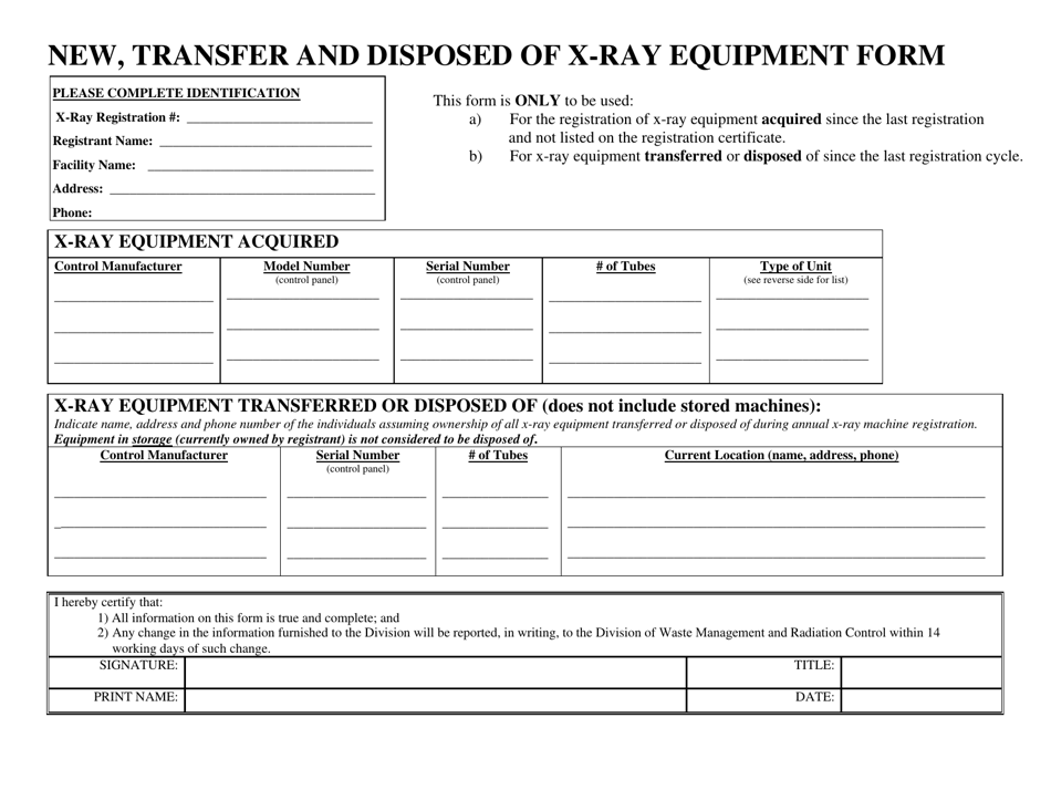 utah new transfer and disposed of x ray equipment form download printable pdf templateroller