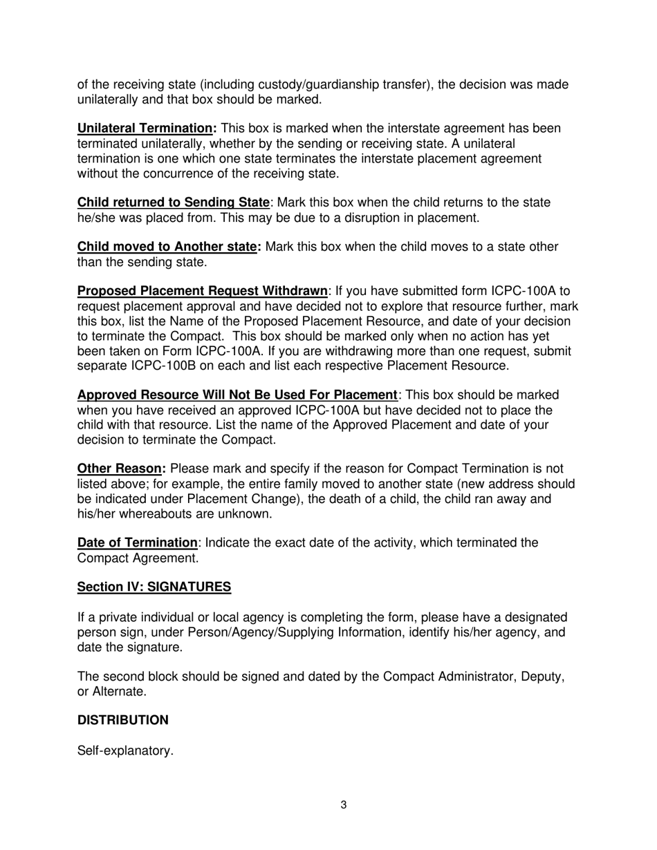 Form ICPC100B Interstate Compact on the Placement of Children Report on Childs Placement Status - Virginia, Page 3