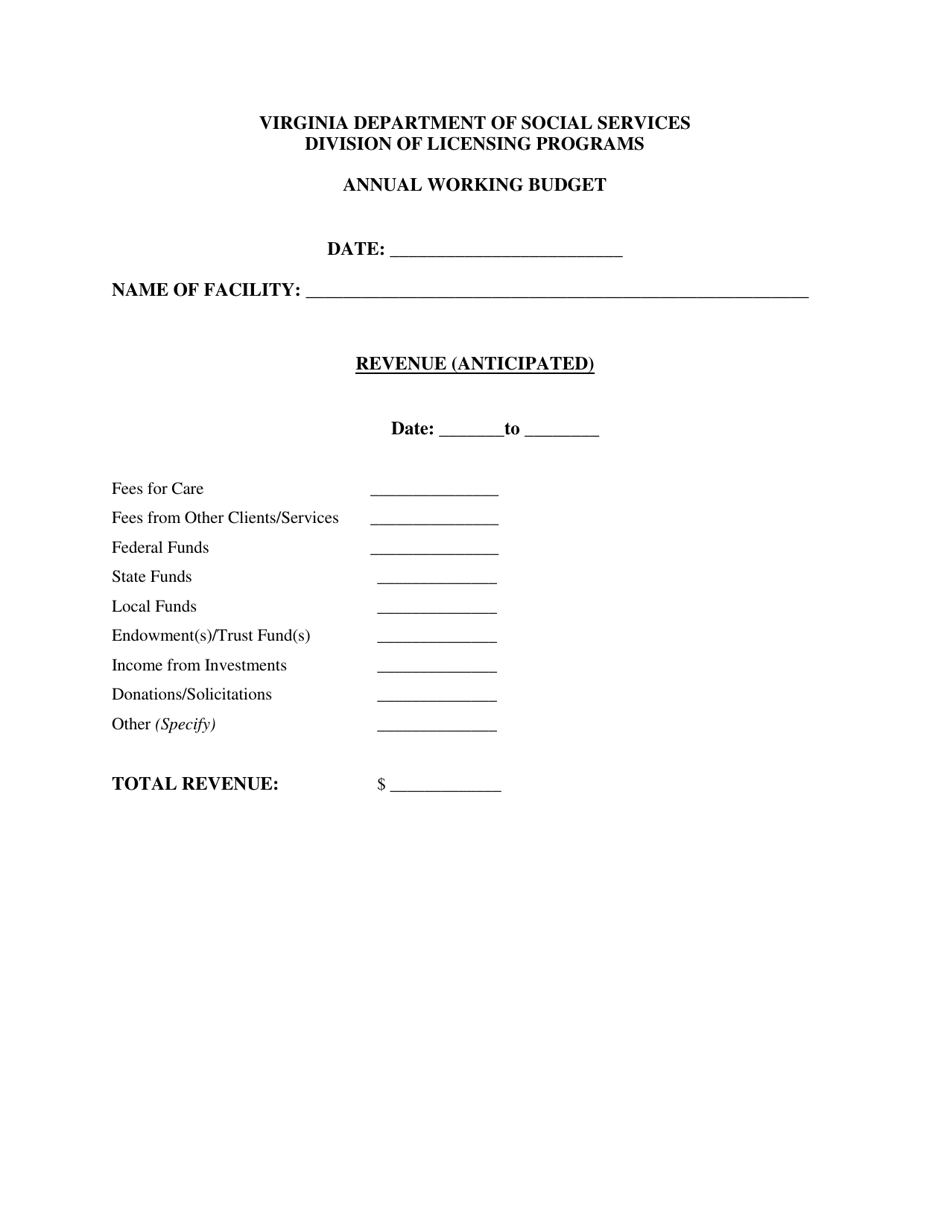 Form 032-05-0261-02-ENG Annual Operating Budget - Virginia, Page 6