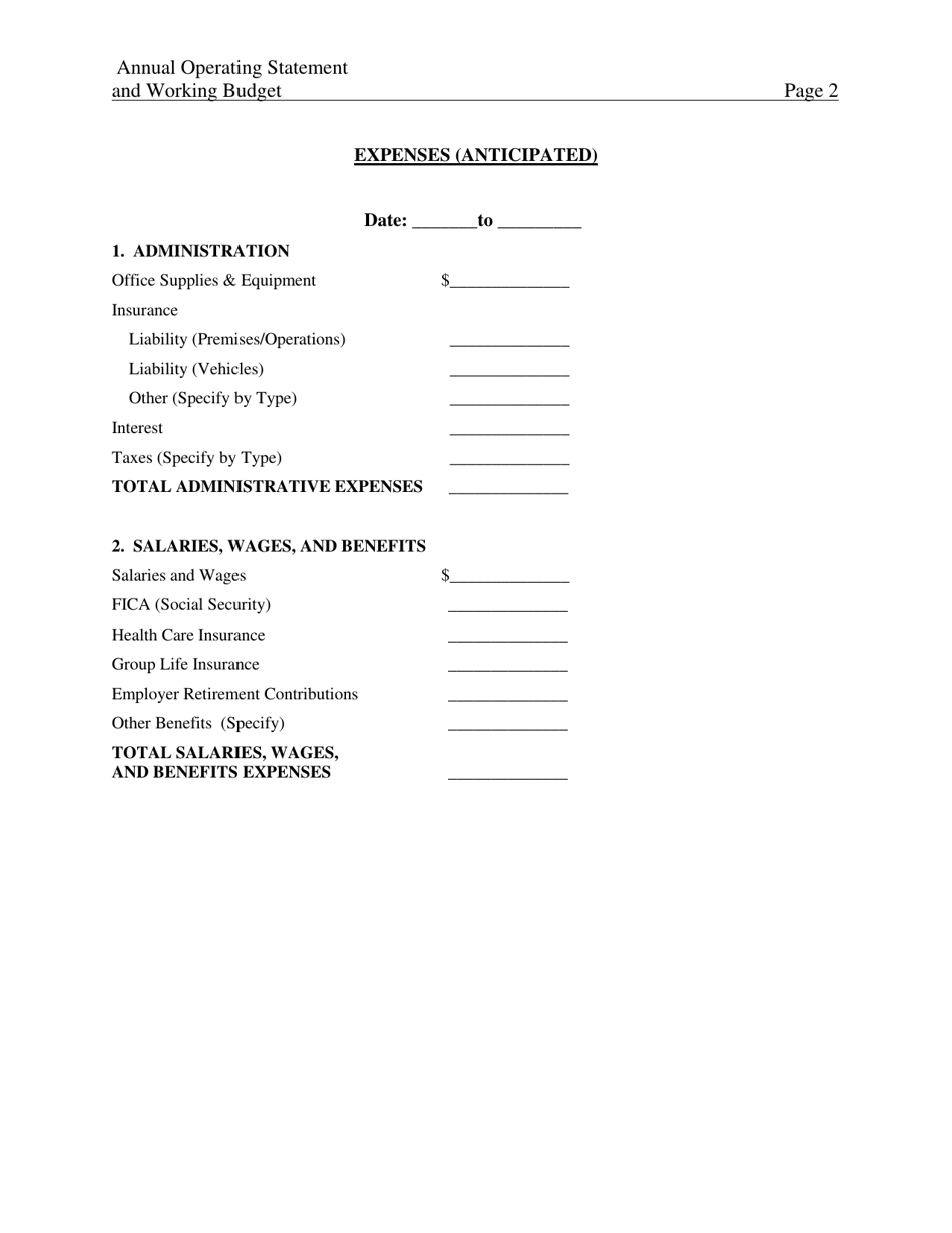 Form 032-05-0261-02-ENG Annual Operating Budget - Virginia, Page 7
