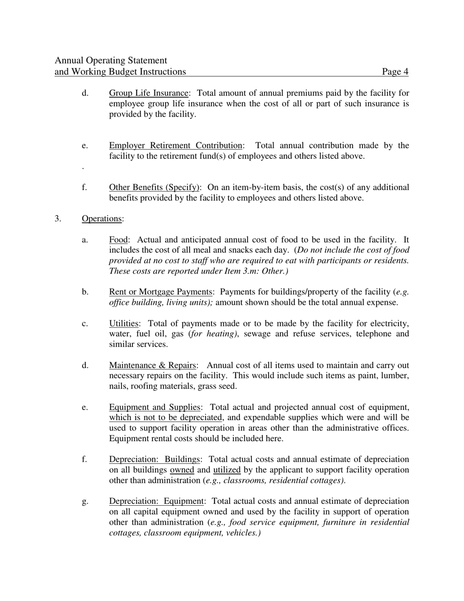 Form 032-05-0261-01-ENG Annual Operating Statement  Working Budget - Virginia, Page 4