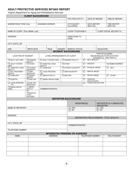Document preview: Form 032-02-0130-03-ENG Adult Protective Services Intake Report - Virginia
