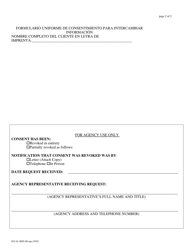 Formulario 032-01-0005-00-SPA Consentimiento Para Intercambiar Informacion - Virginia (Spanish), Page 2