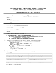 Document preview: Form 032-02-0147-02-ENG Eligibility Communication Document - Virginia