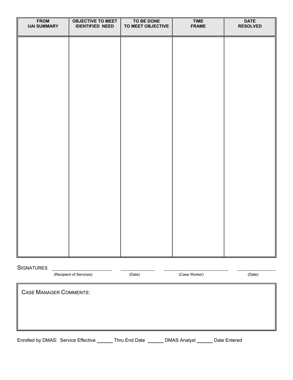 Virginia Uai/Plan of Care - Fill Out, Sign Online and Download PDF ...