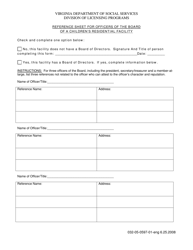 Form 032-05-0597-01-ENG Reference Sheet for Each Owner/Operator of a Children&#039;s Residential Facility - Virginia, Page 2