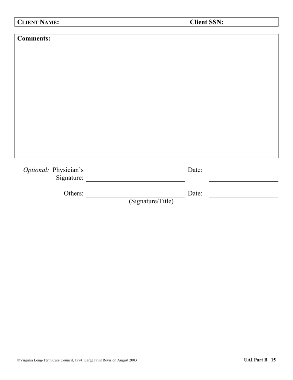 Virginia Uniform Assessment Instrument - Virginia, Page 15