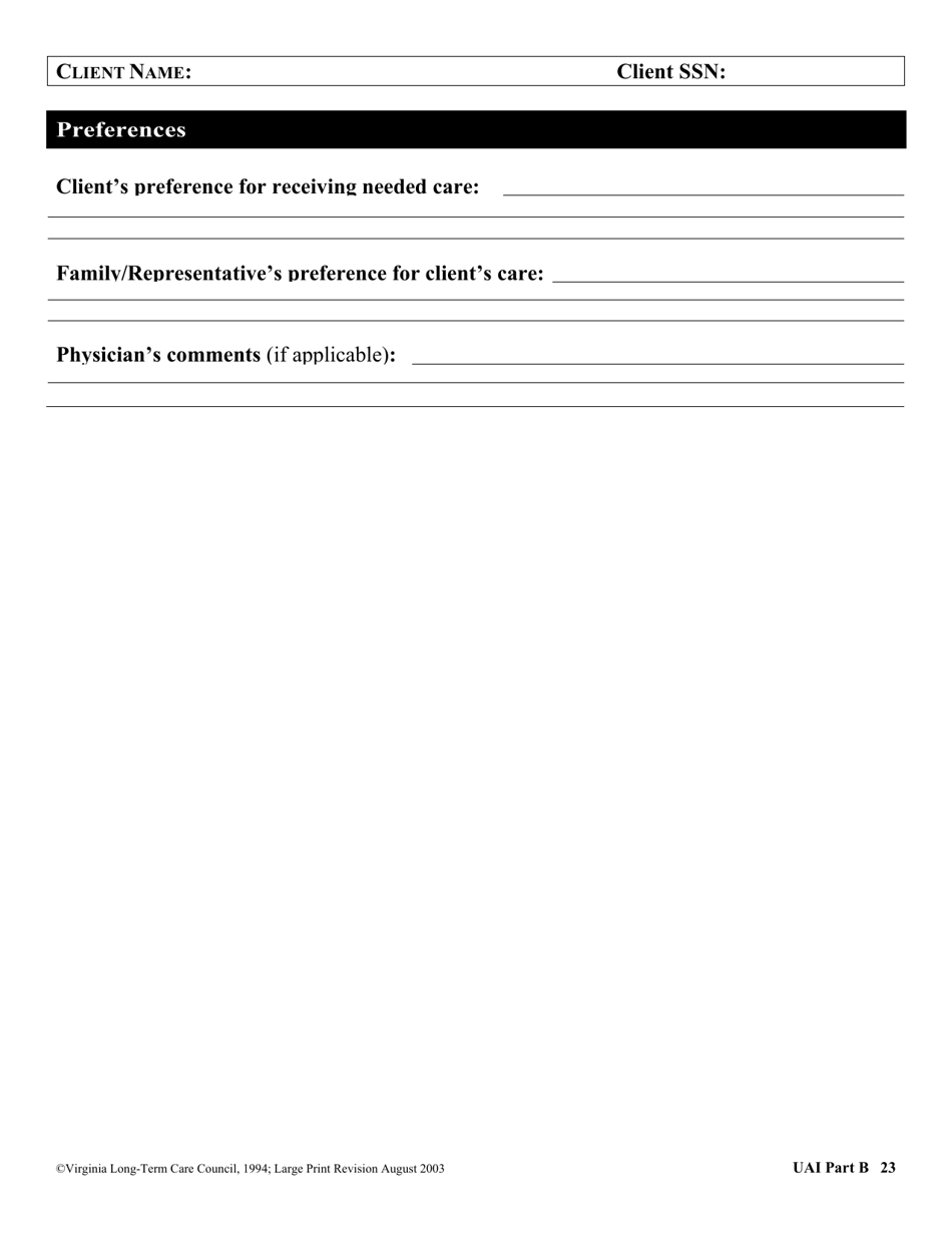 Virginia Uniform Assessment Instrument - Virginia, Page 23