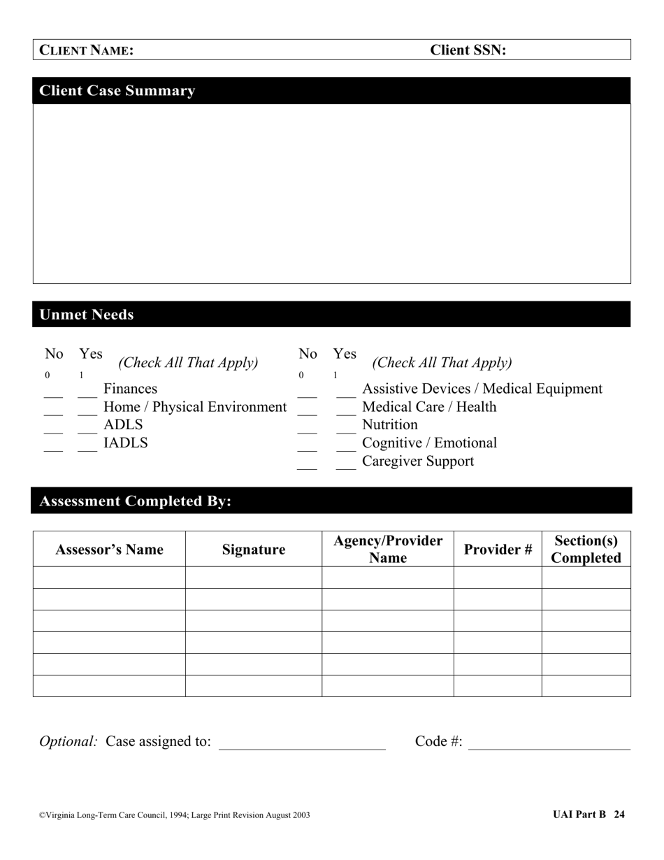 Virginia Uniform Assessment Instrument - Virginia, Page 24