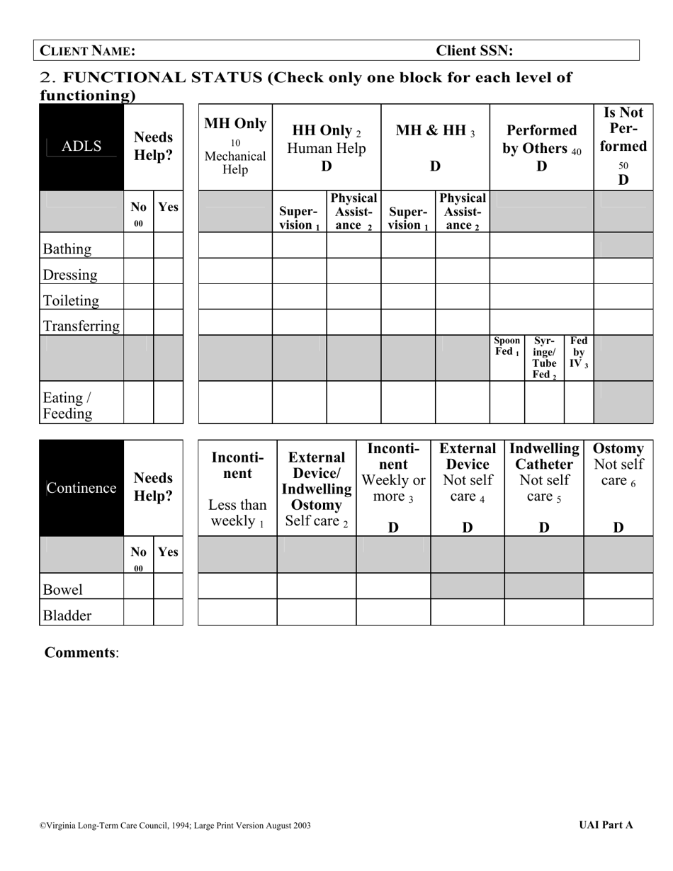 Virginia Uniform Assessment Instrument - Virginia, Page 7