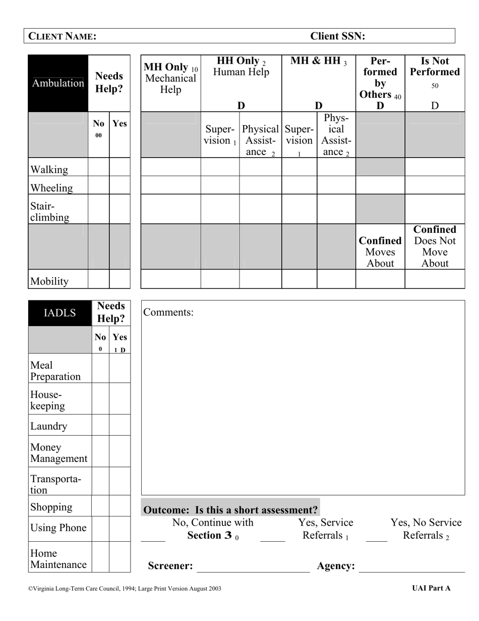 Virginia Uniform Assessment Instrument - Virginia, Page 8