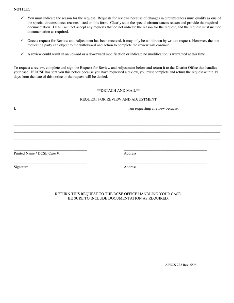 Form APECS222 Request for Review and Adjustment - Virginia, Page 2