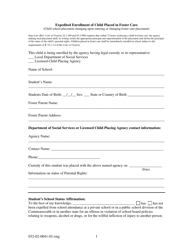 Document preview: Form 032-02-0041-01-ENG Expedited Enrollment of Child Placed in Foster Care - Virginia