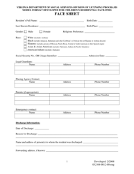 Form 032-04-0012-00-ENG Face Sheet - Virginia