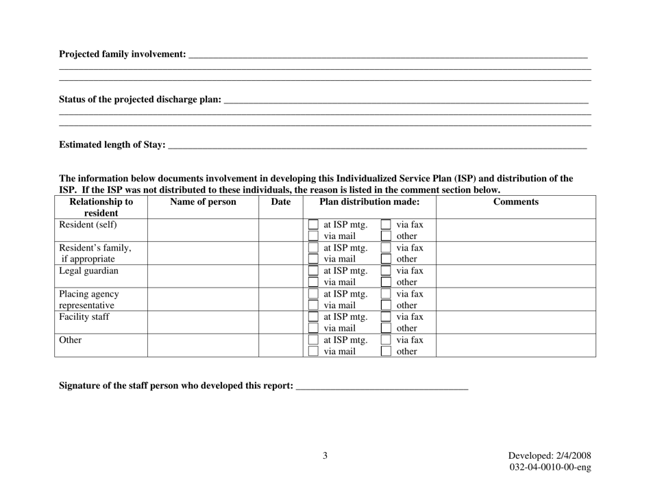 Form 032-04-0010-00-ENG Individual Service Plan (Isp) - Virginia, Page 3