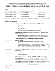 Form 032-04-0017-01-ENG Personnel Record Checklist &amp; Record of Training - Virginia