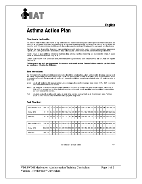 Asthma Action Plan - Virginia Download Pdf