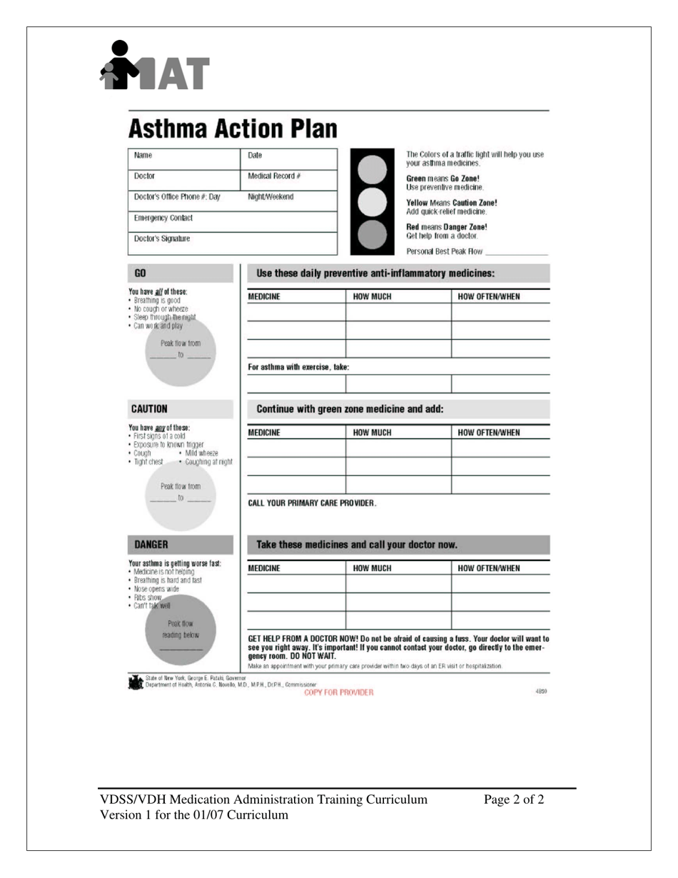 Virginia Asthma Action Plan Fill Out Sign Online And Download Pdf