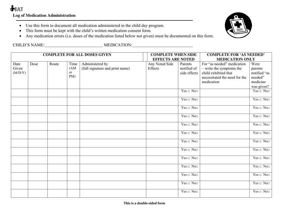 Virginia Log of Medication Administration Fill Out, Sign Online and