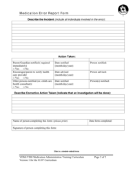 Medication Error Report Form - Virginia, Page 2