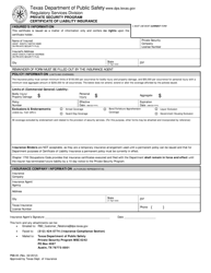Document preview: Form PSB-05 Certificate of Liability Insurance - Texas