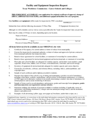 Document preview: Form CSC-004 Facility and Equipment Inspection Request - Texas
