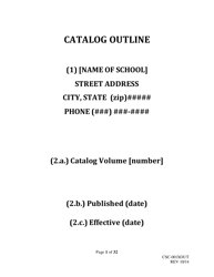 Document preview: Form CSC-001XOUT Catalog Outline " Template - Texas