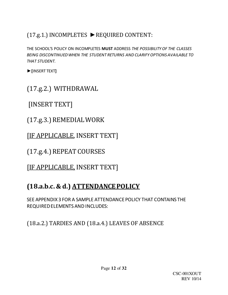 Form CSC-001XOUT Catalog Outline  Template - Texas, Page 12