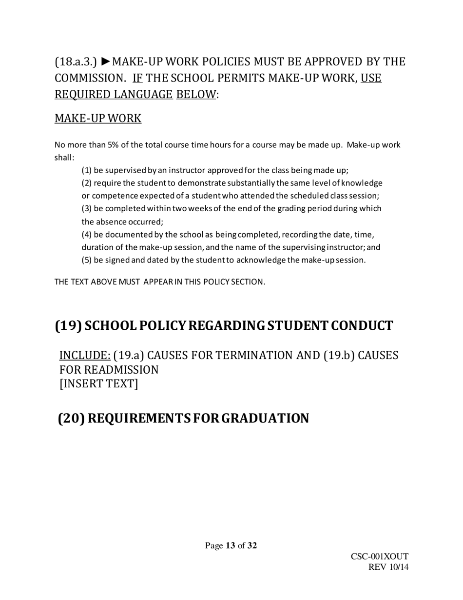 Form CSC-001XOUT Catalog Outline  Template - Texas, Page 13