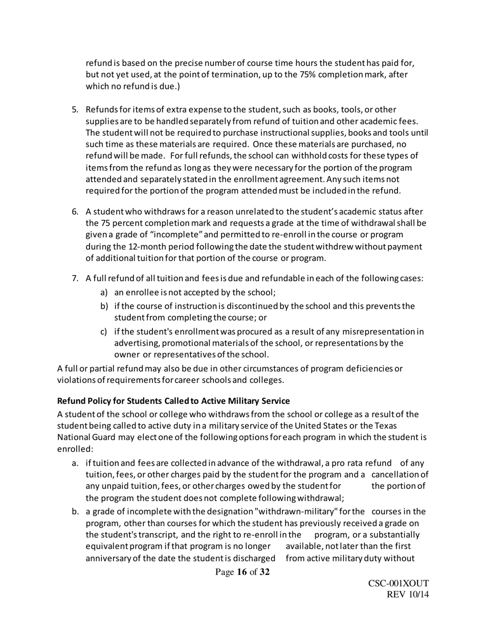 Form CSC-001XOUT Catalog Outline  Template - Texas, Page 16
