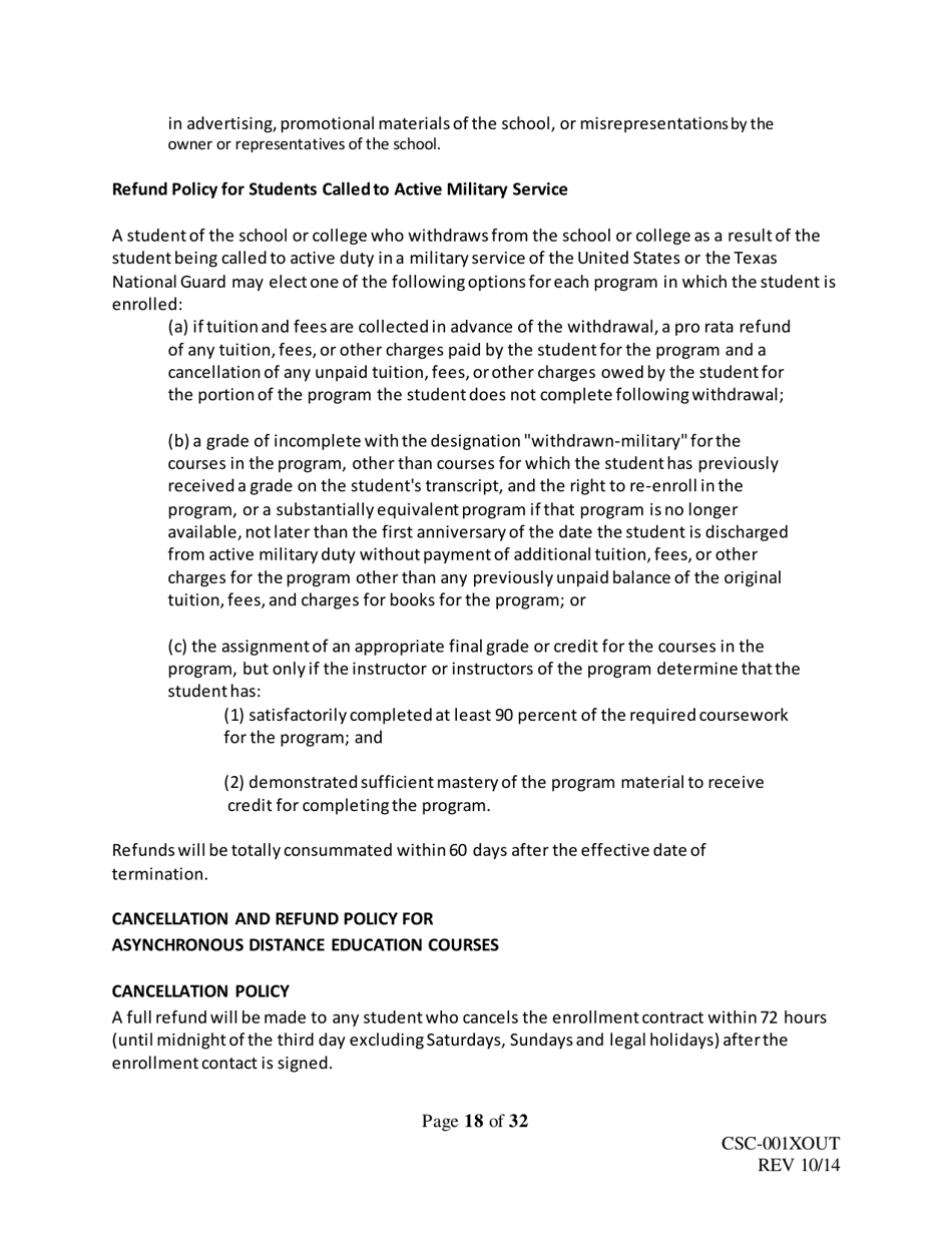 Form CSC-001XOUT Catalog Outline  Template - Texas, Page 18