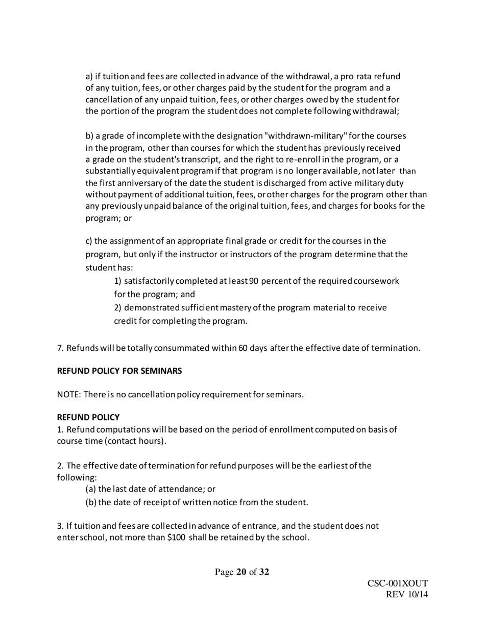Form CSC-001XOUT Catalog Outline  Template - Texas, Page 20