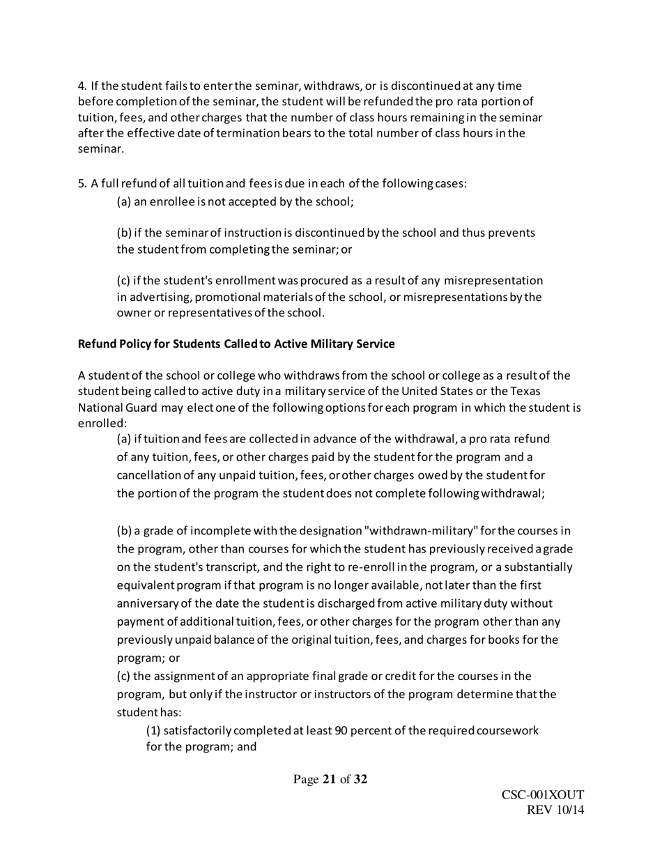 Form CSC-001XOUT Catalog Outline  Template - Texas, Page 21