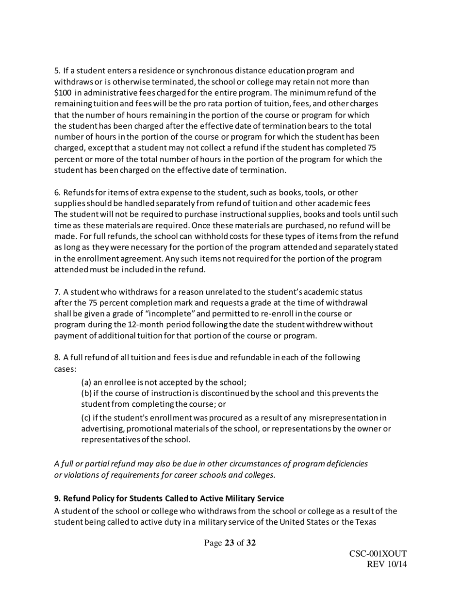 Form CSC-001XOUT Catalog Outline  Template - Texas, Page 23