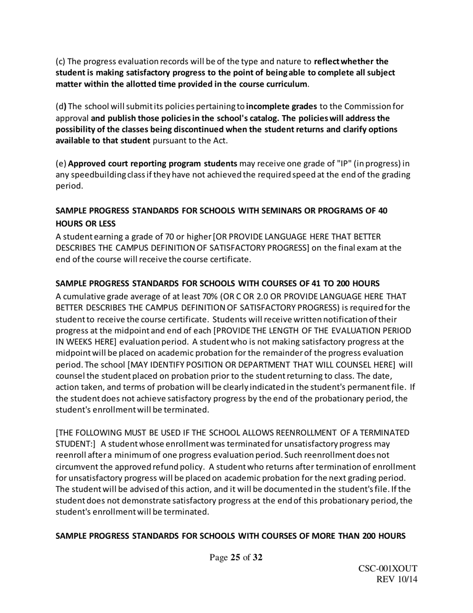 Form CSC-001XOUT Catalog Outline  Template - Texas, Page 25