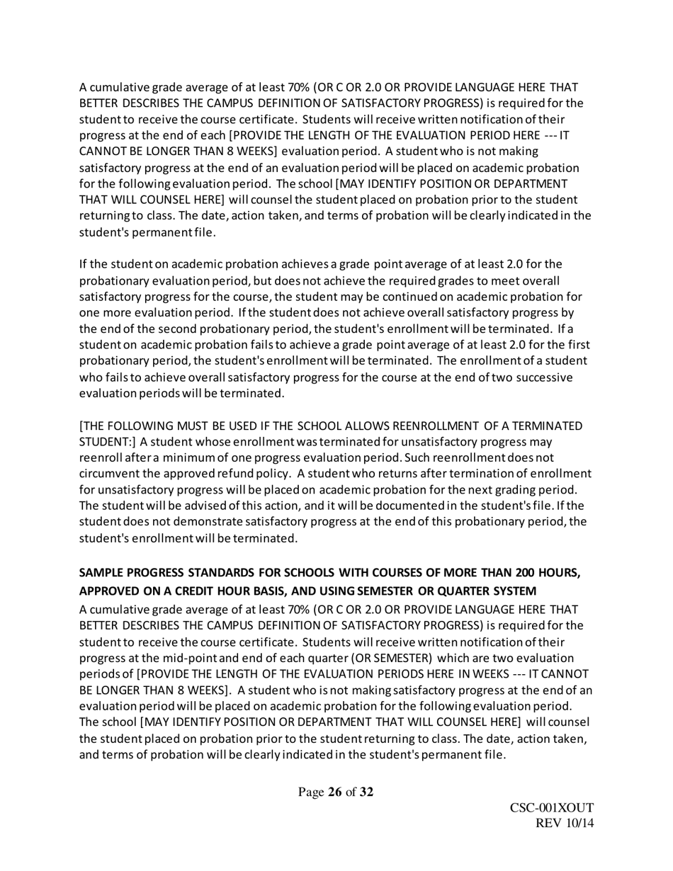 Form CSC-001XOUT Catalog Outline  Template - Texas, Page 26