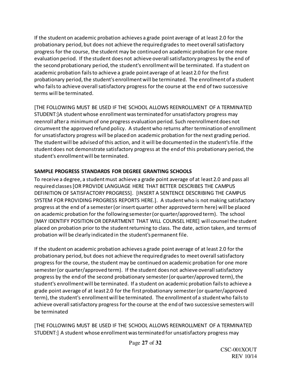 Form CSC-001XOUT Catalog Outline  Template - Texas, Page 27