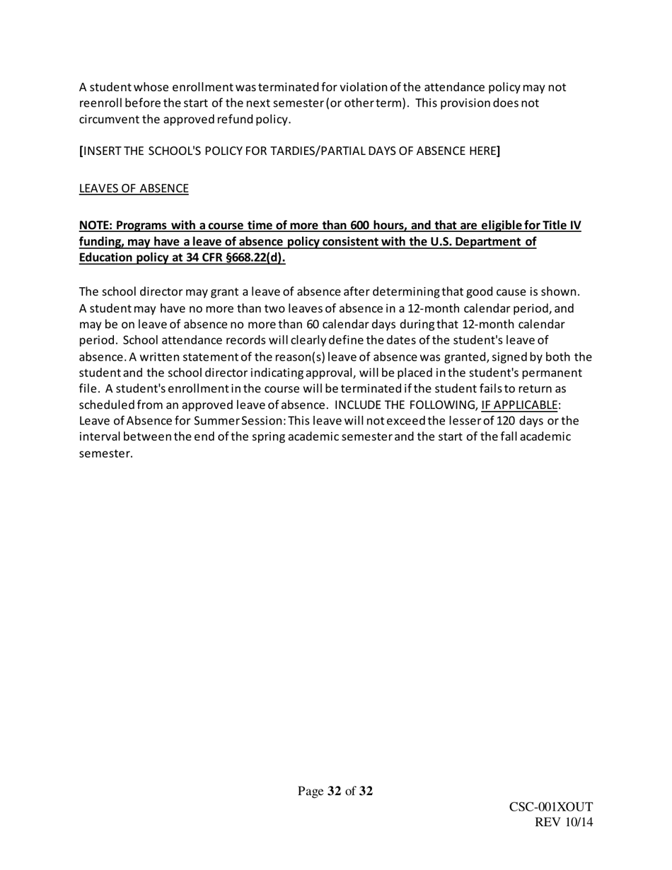 Form CSC-001XOUT Catalog Outline  Template - Texas, Page 32