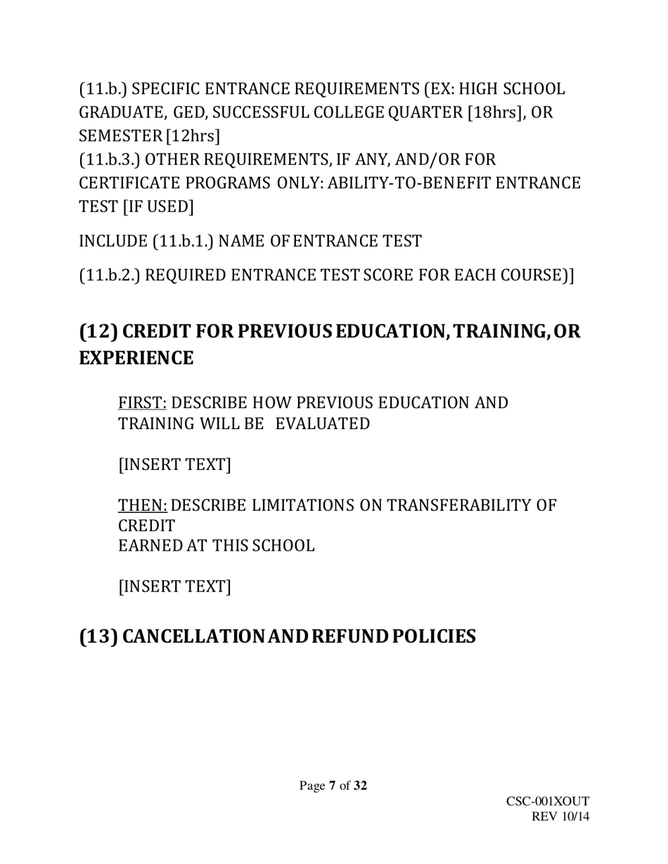 Form CSC-001XOUT Catalog Outline  Template - Texas, Page 7