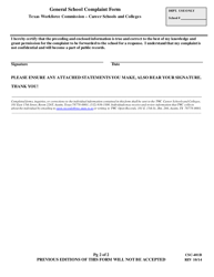 Form CSC-401B General School Complaint Form - Texas, Page 2