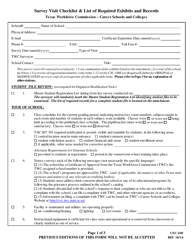 Form CSC-100 Survey Visit Checklist - Texas