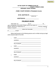 Document preview: Preliminary Decree - Pennsylvania