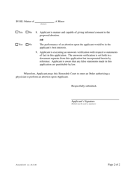 Form ACA-01 Minor&#039;s Application for Judicial Authorization of an Abortion - Pennsylvania, Page 2